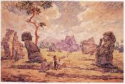 unknow artist Oil painting. Temple ruins in Candi Sewu oil painting reproduction